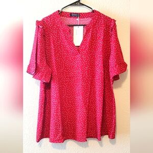 Bloomchic Red And White Polka Dot Blouse, Size 18-20